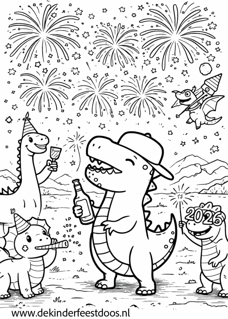 Kleurplaat jaarwisseling De Feestdoos