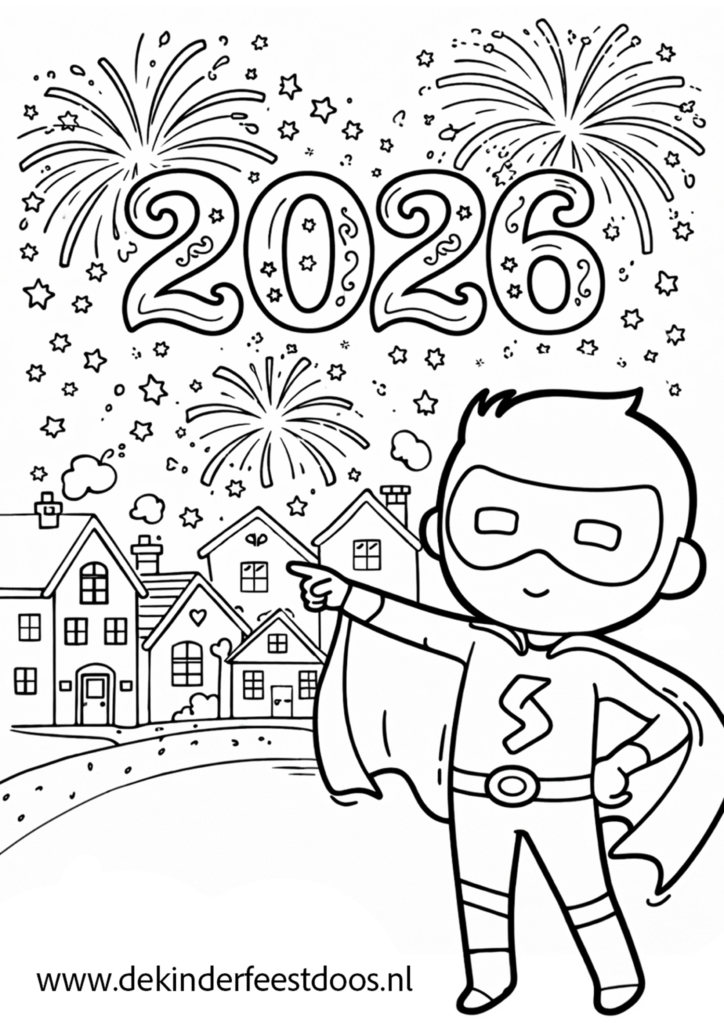 Kleurplaat De Feestdoos jaarwisseling