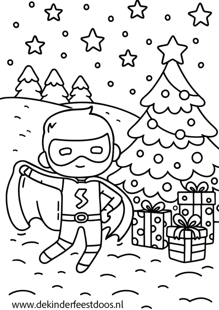 Kleurplaat kerst met Stormheld