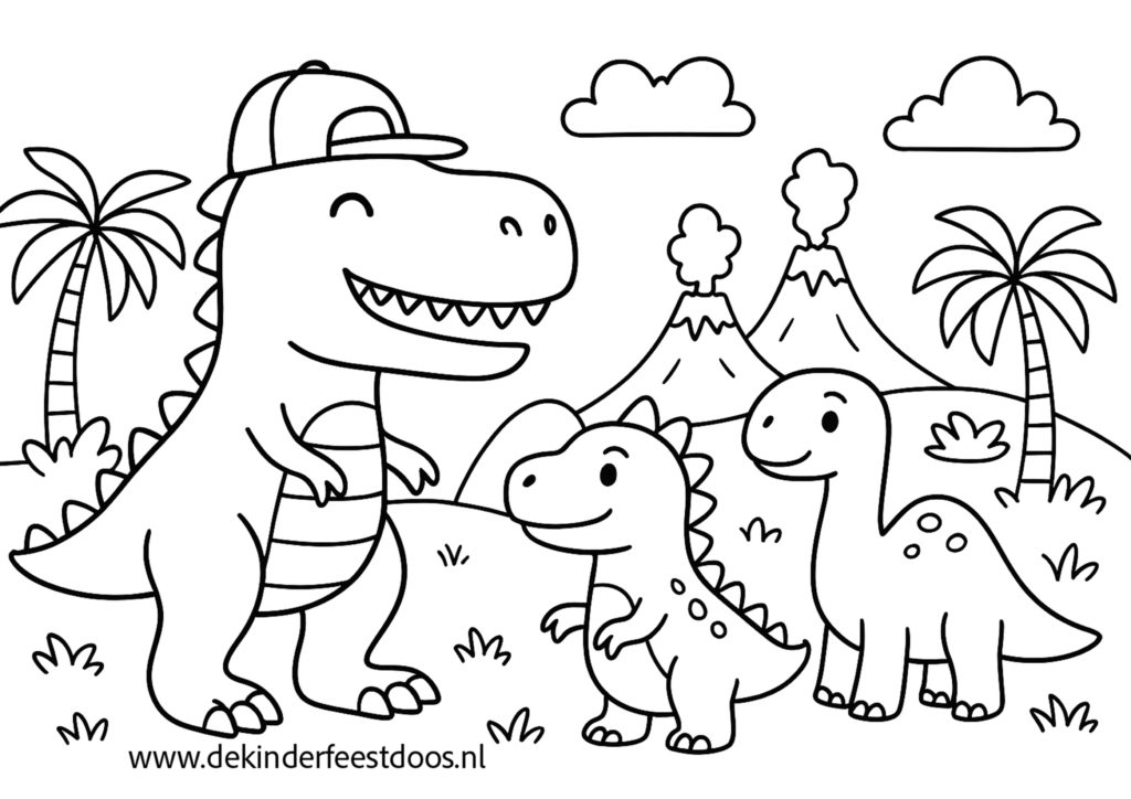 Kleurplaat De Feestdoos Dino