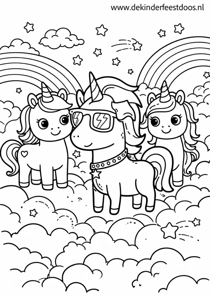 Kleurplaat De Feestdoos eenhoorn
