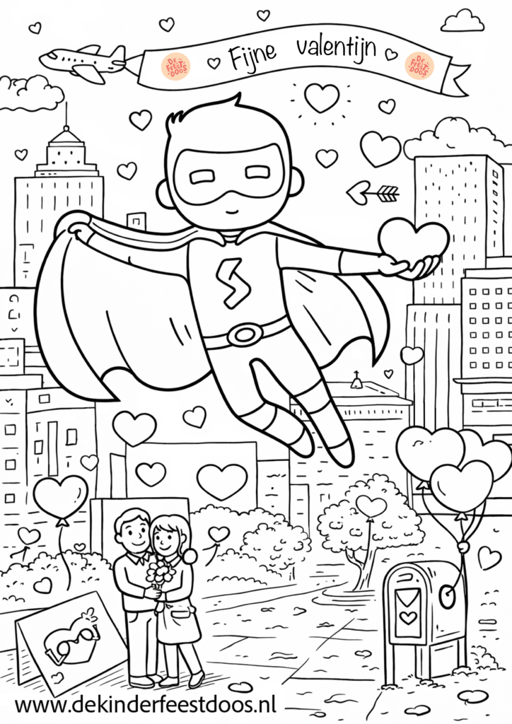 Superheld Feestdoos Kleurplaat