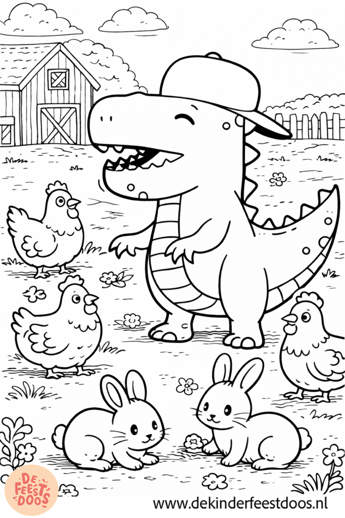 Kleurplaat Dino Pasen