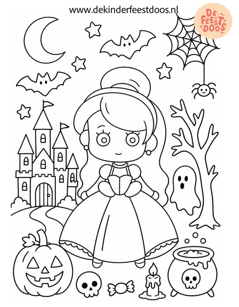 Prinses Kleurplaat Halloween
